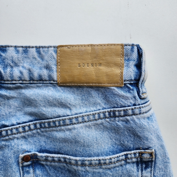 H&M &Denim Skirt Women's Button Fly Cut Off Frayed High Rise Blue Raw Cotton 4 - Picture 8 of 9